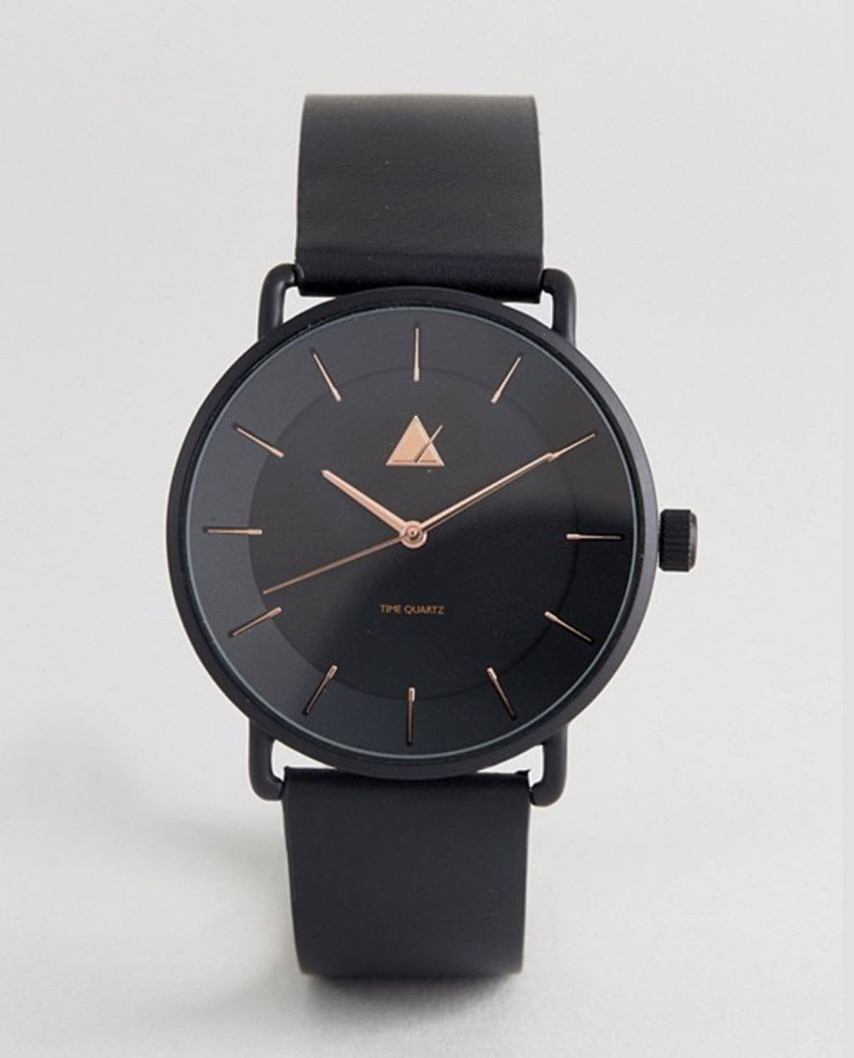 Meridian matte black watch with a leather strap